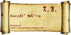 Koczó Nóra névjegykártya
